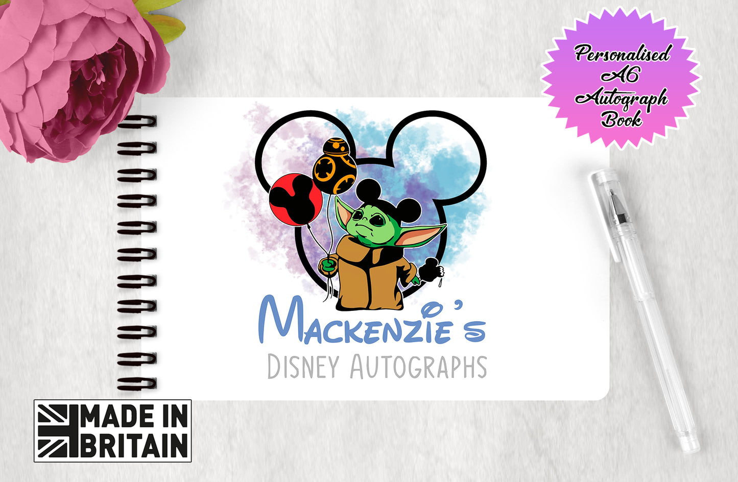 Personalised Disney Star Wars Autograph Book - Baby Yoda Grogu Edition V3