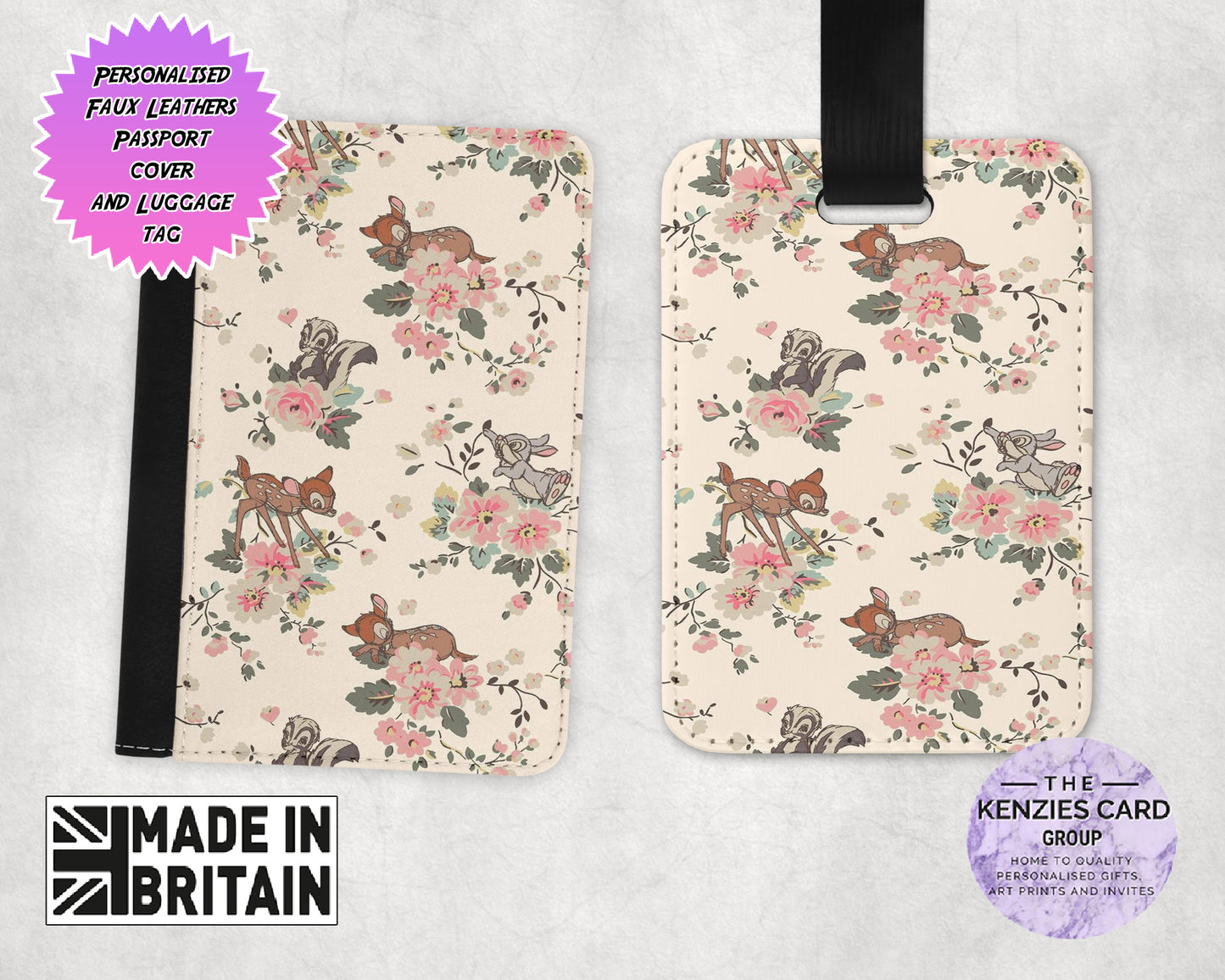 Personalised Disney's Bambi dition Passport and Luggage Tag Set