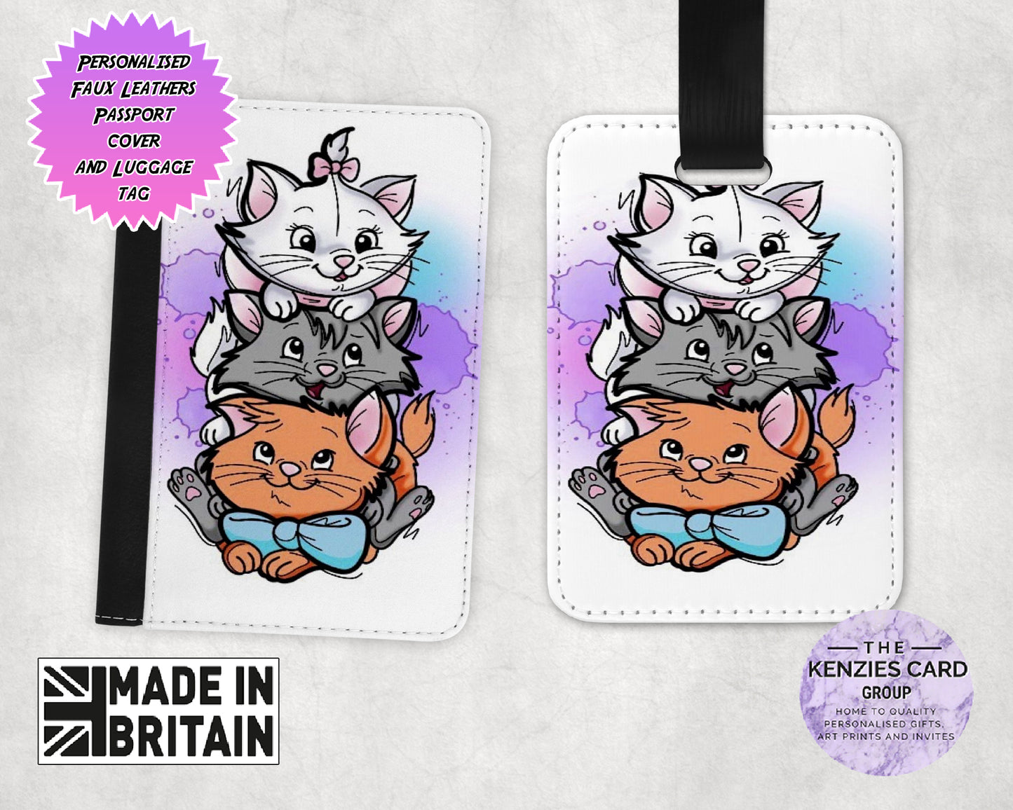 Personalised Disney's Marie Aristo Cats Edition Passport and Luggage Tag Set