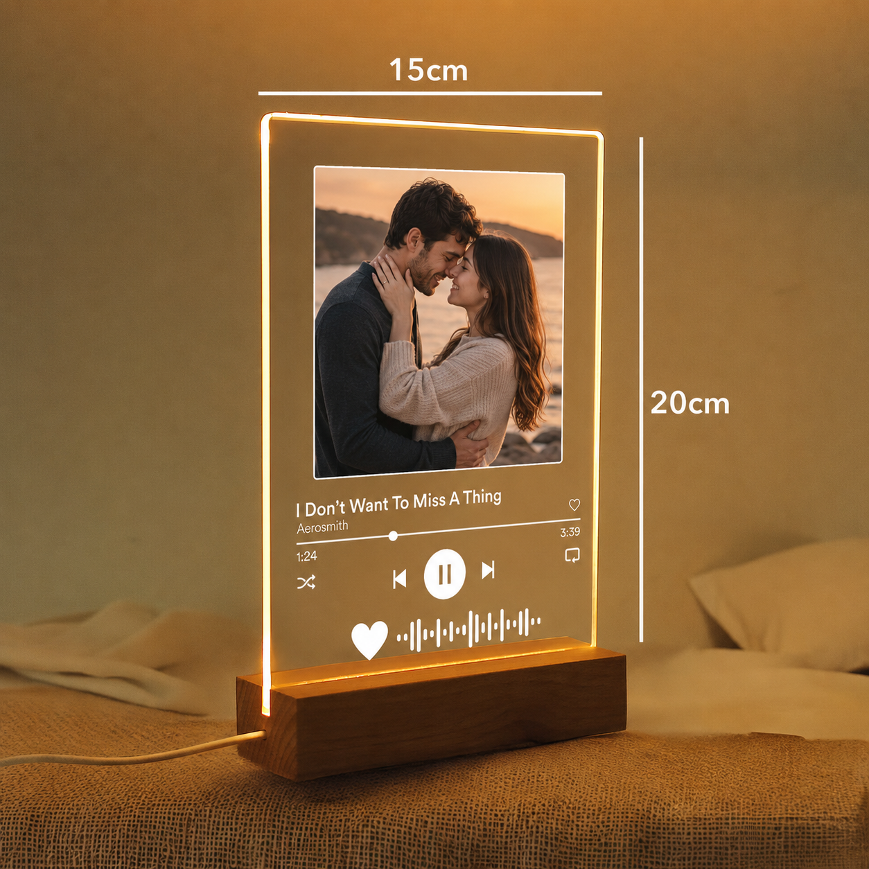 Personalised Spotify Photo Plaque with LED Light | Custom Music Gift