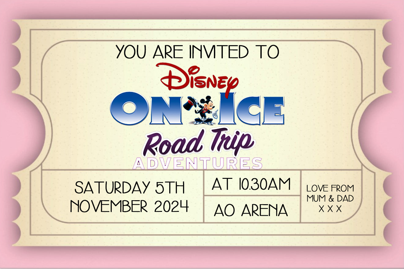Personalised Disney Once Ice UK Tour - Road Trip Tour - Disney Mock Ticket 2024 / 2025