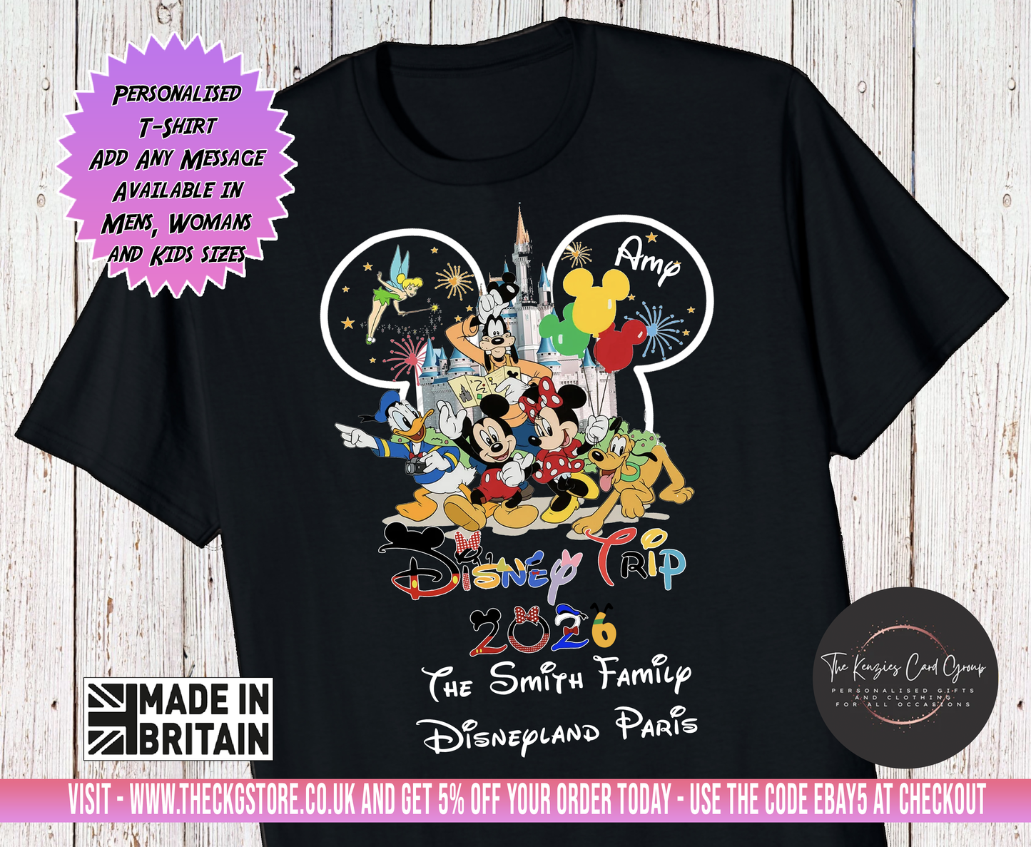 Personalised Disney World Florida Disneyland Paris Matching Family Disney Trip T Shirts - Mickey Edition 2026