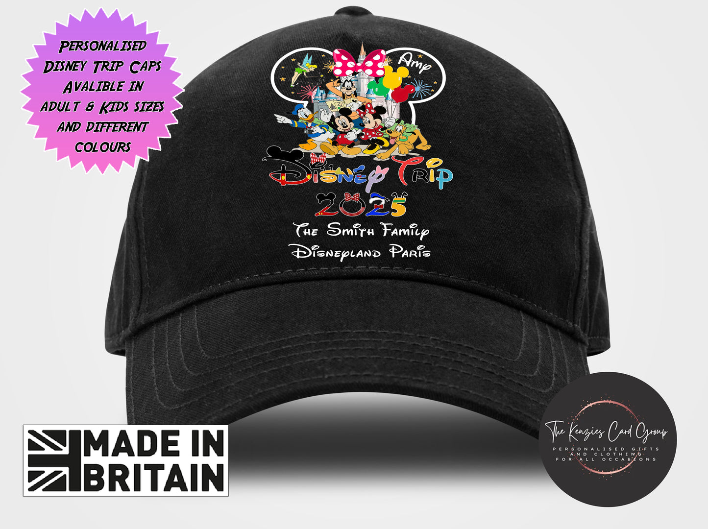 Personalised Disneyworld / Disneyland Paris Matching Family Caps - Fab 5 Minnie Bow Edition