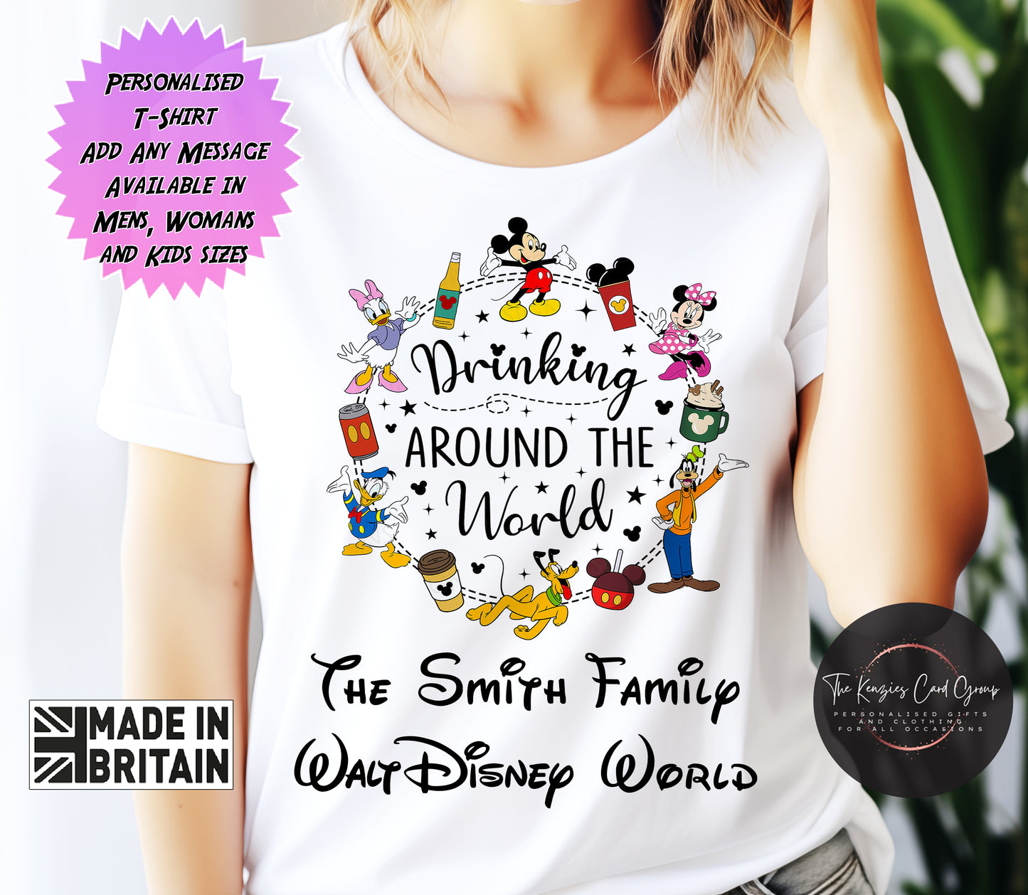 Personalised Disney World Epcot Drinking Around The World Matching Family T Shirt V3