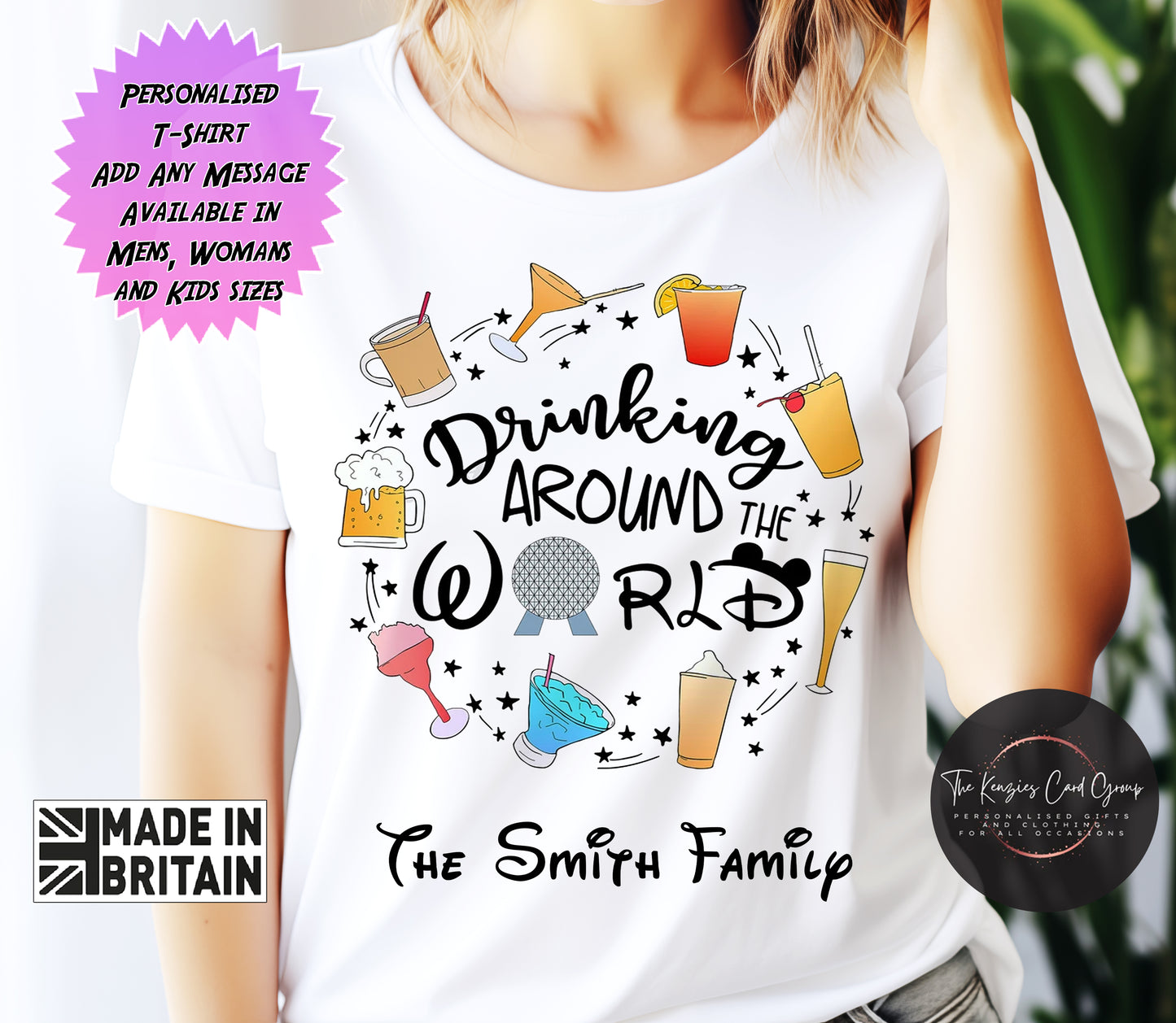 Personalised Disney World Epcot Drinking Around The World Matching Family T Shirt V2