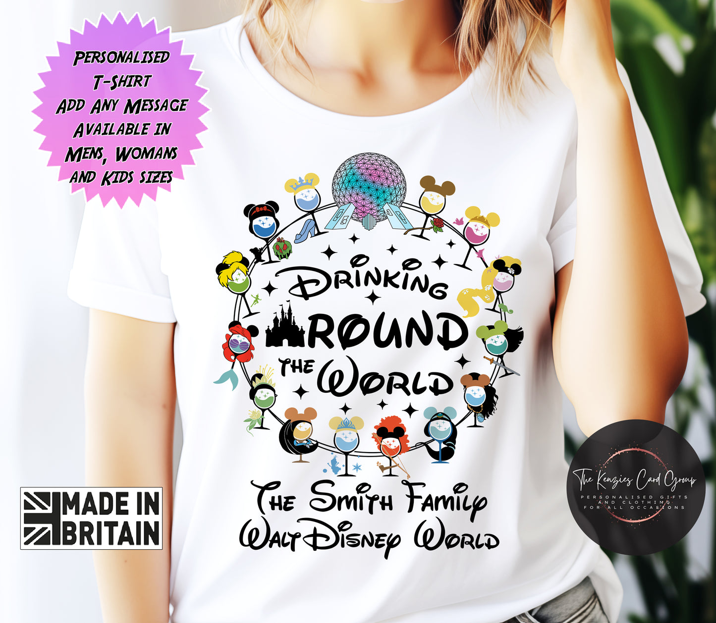 Personalised Disney World Epcot Drinking Around The World Matching Family T Shirt V1