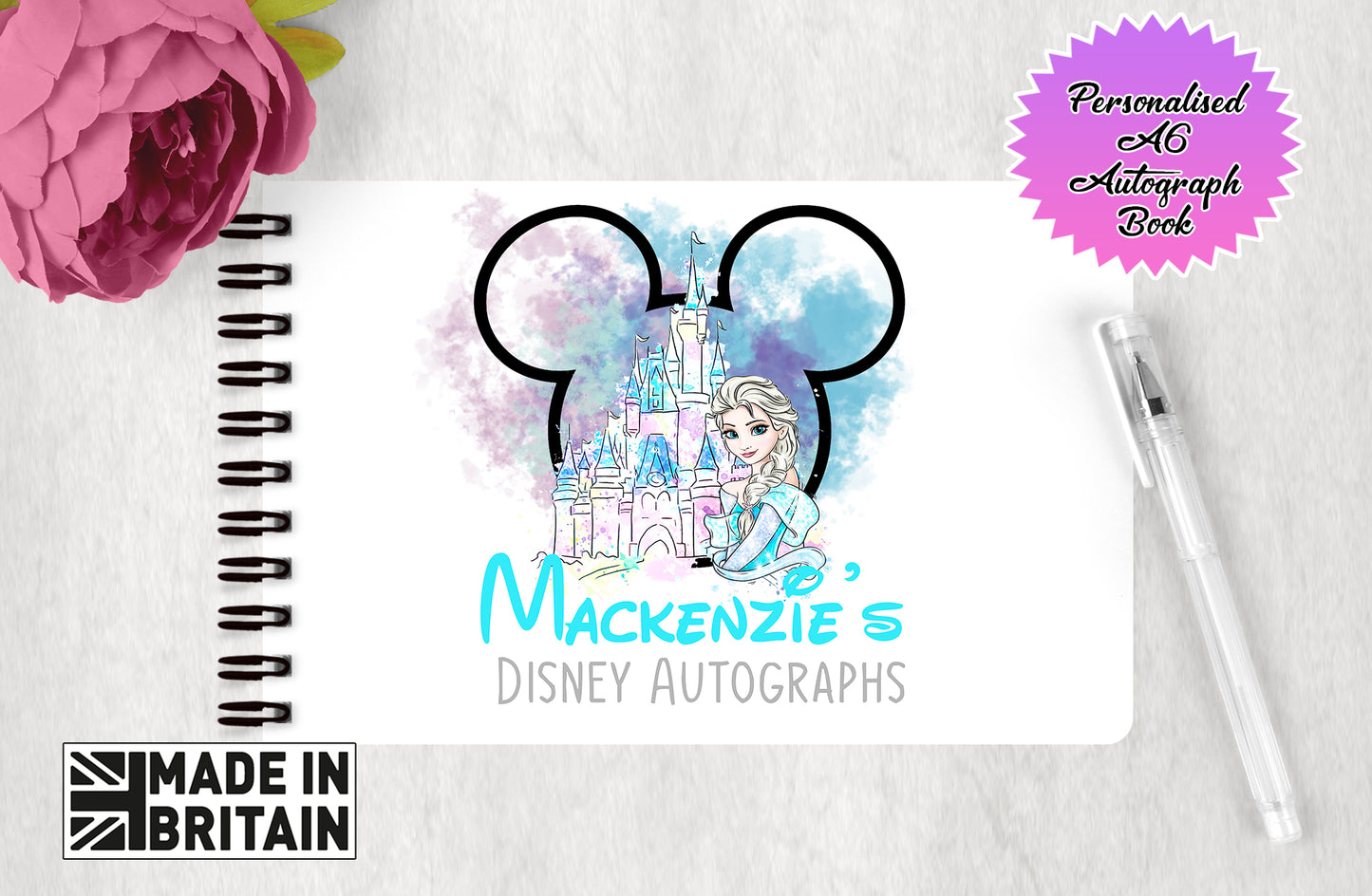Personalised Disney Frozen Autograph Book - Elsa Edition V1