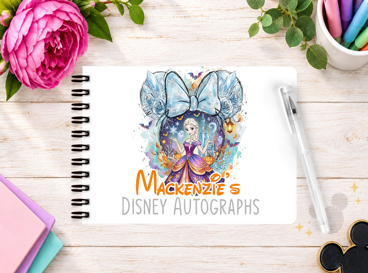 Personalised Disney Autograph Book - Disney Princess Halloween Edition - Elsa Frozen