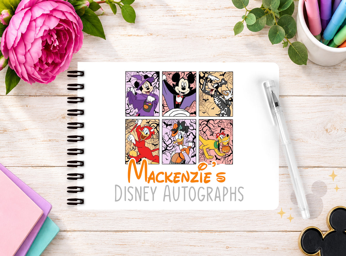 Personalised Disney Autograph Book - Disney Fab Five Halloween Edition