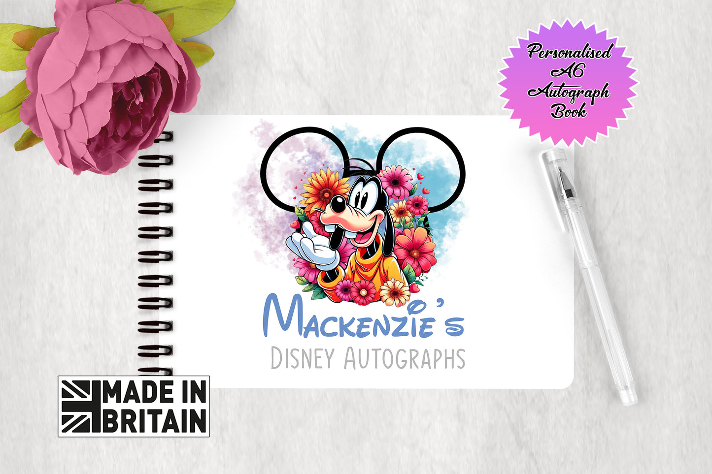 Personalised Disney Autograph Book - Fab Five Goofy Edition V3