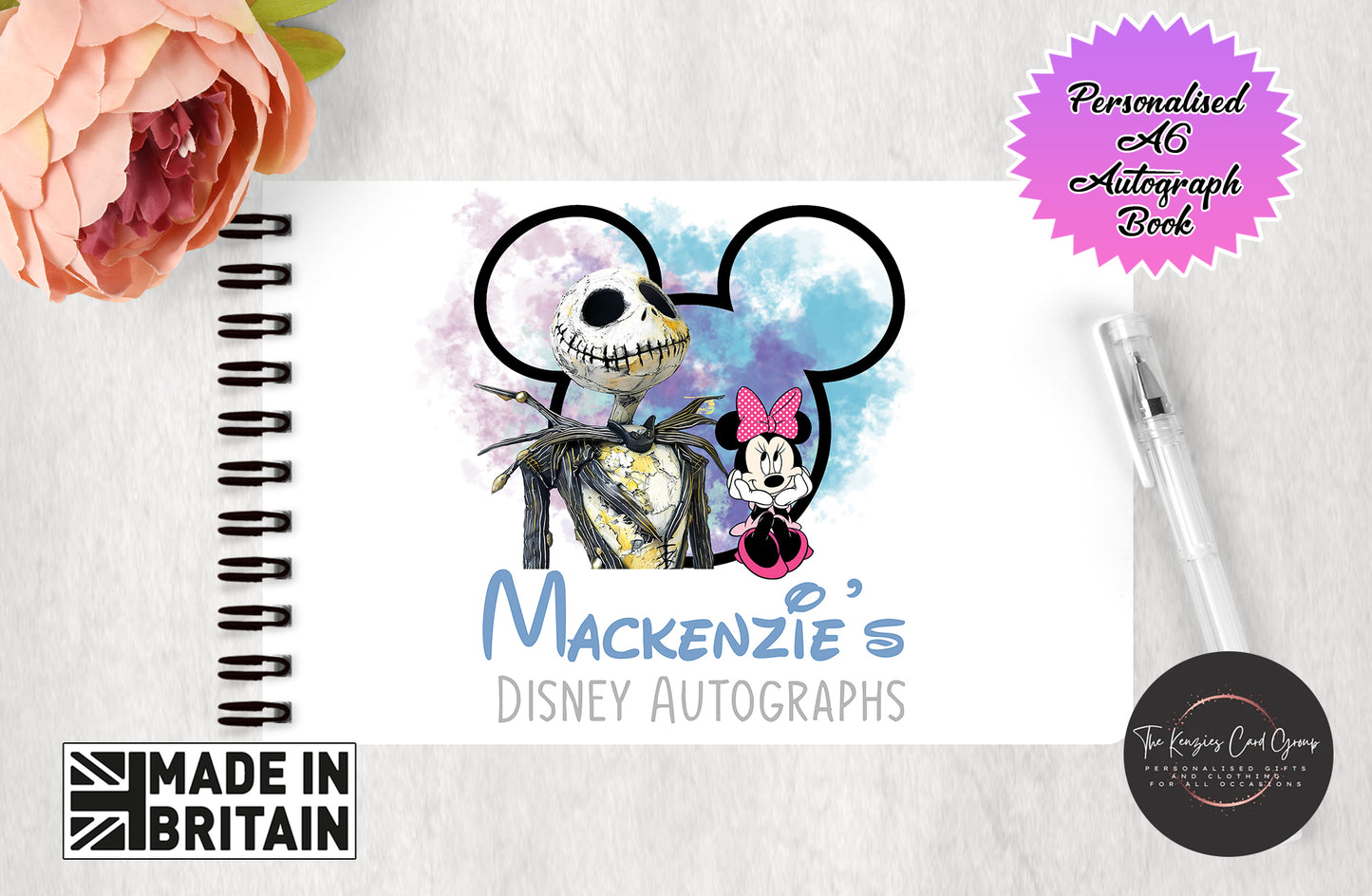 Personalised Disney Autograph Book - Jack Skellington and Minnie Mouse Edition