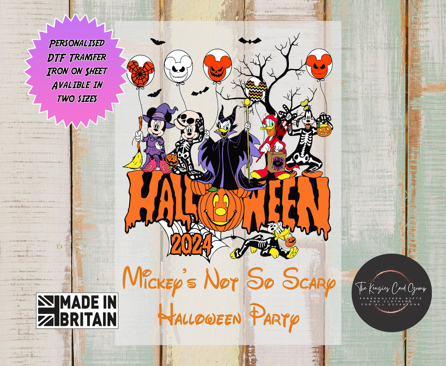 Personalised Disney Halloween Matching Family T Shirts - DTF TRANSFER - Mickeys Not So Scary Edition)