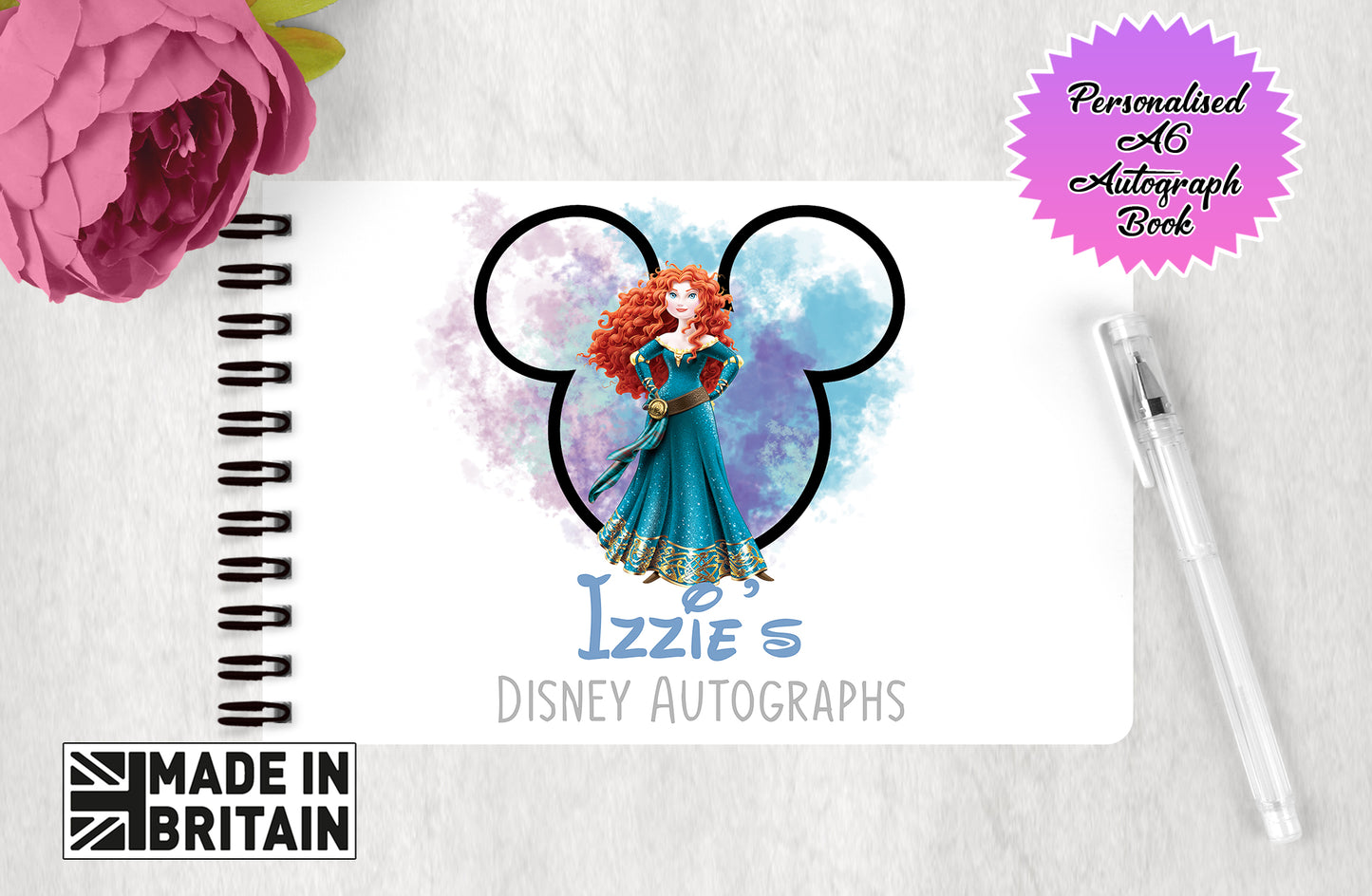 Personalised Disney Autograph Book - Princess Merida Brave Edition V3
