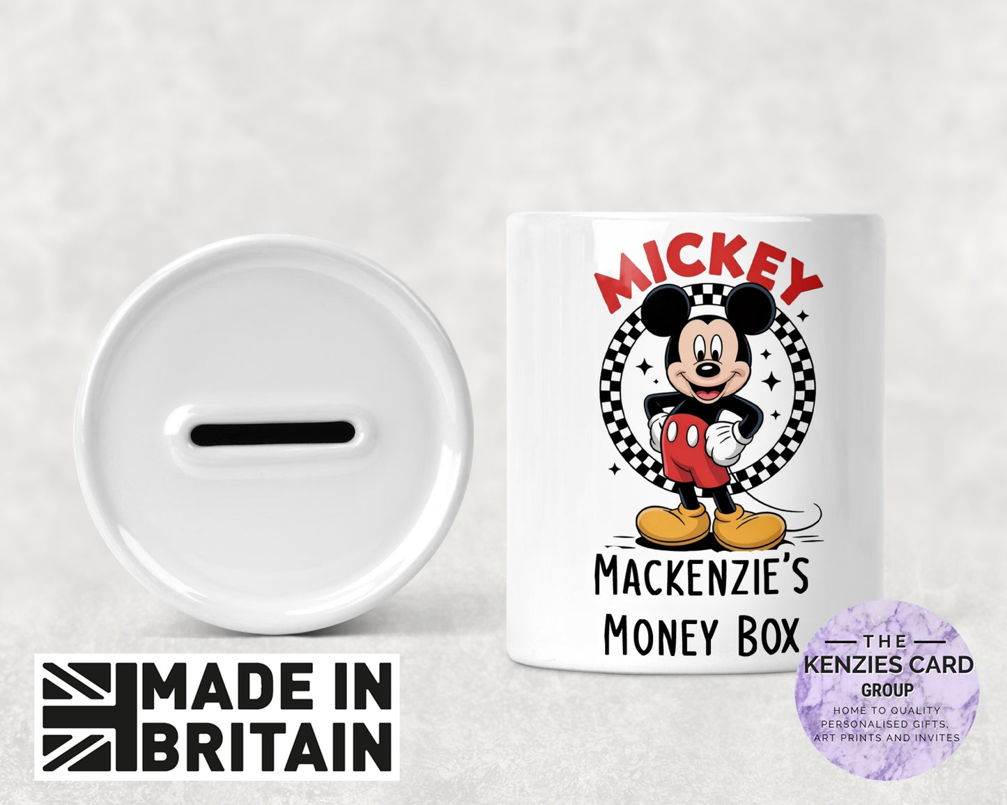 Personalised Mickey Mouse - Holiday Fund, Savings Money Box - V1