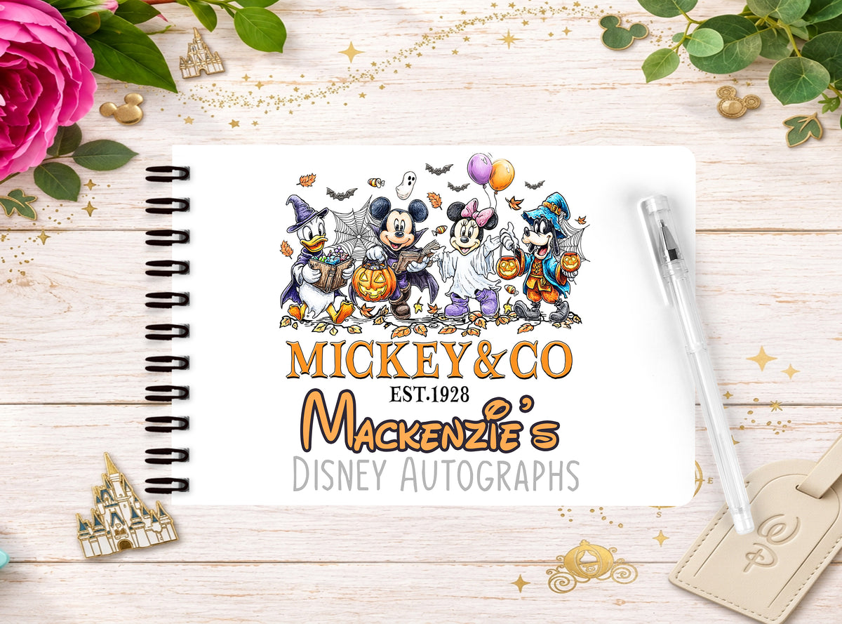 Personalised Disney Autograph Book - Disney Fab Five Halloween Edition
