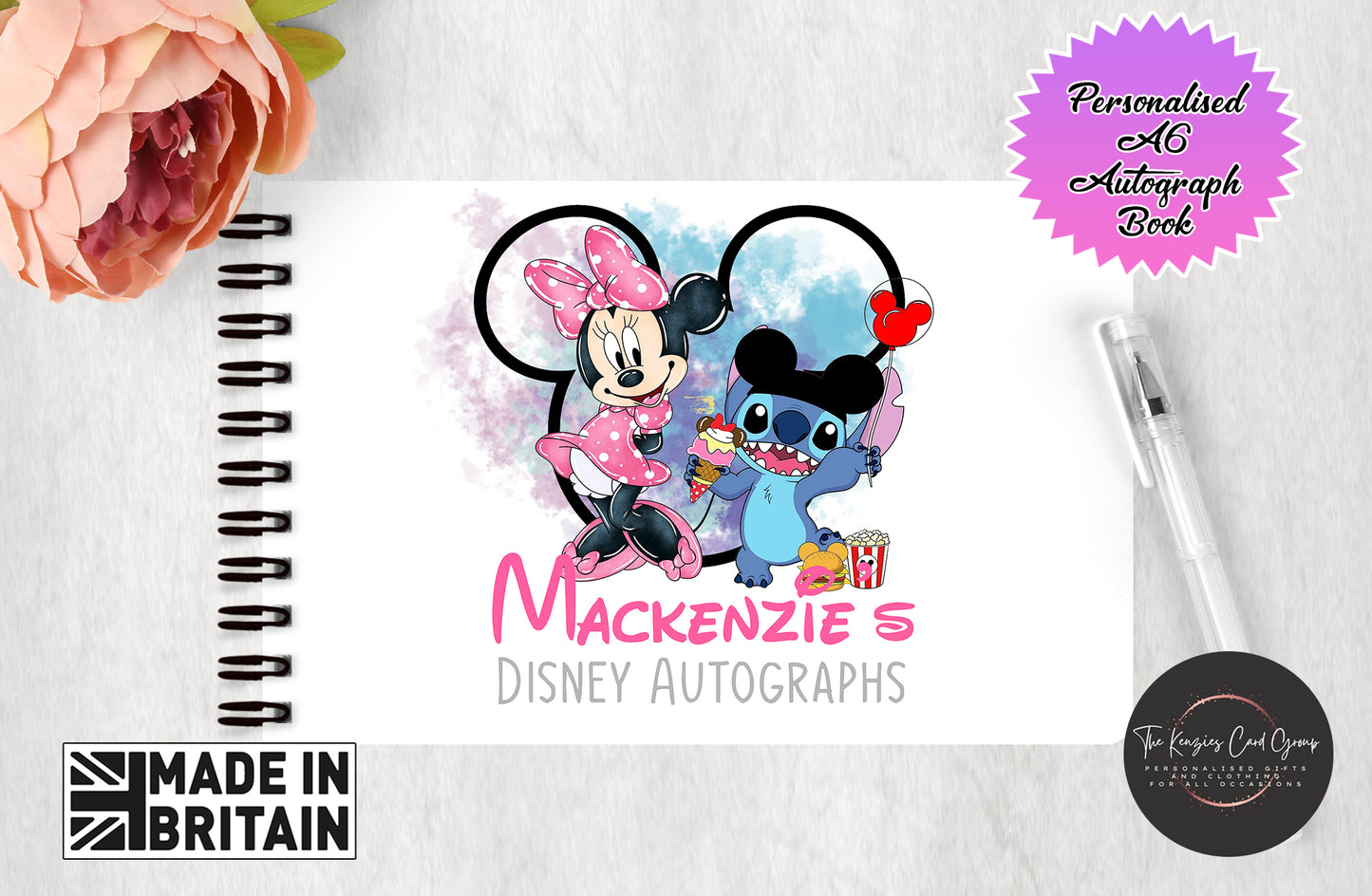 Personalised Disney Autograph Book - Minnie Mouse and Stitch Edition - 2025 V3