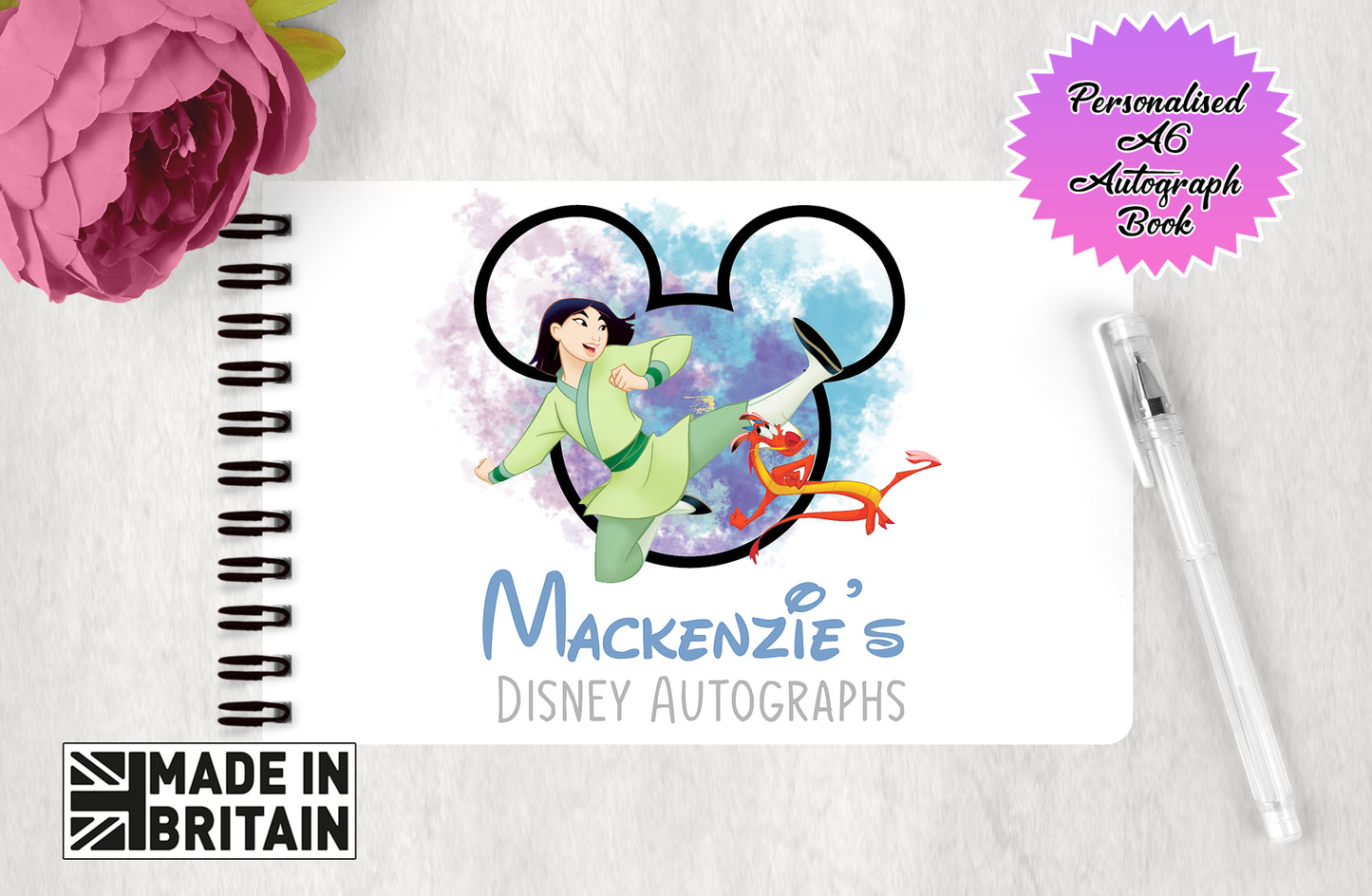 Personalised Disney Autograph Book - Mulan Edition V1