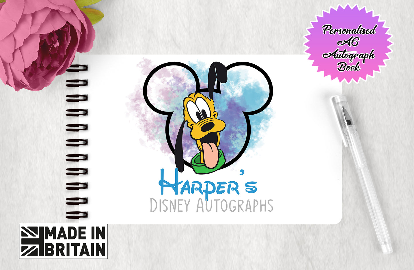 Personalised Disney Dogs Autograph Book - Pluto Editon V2