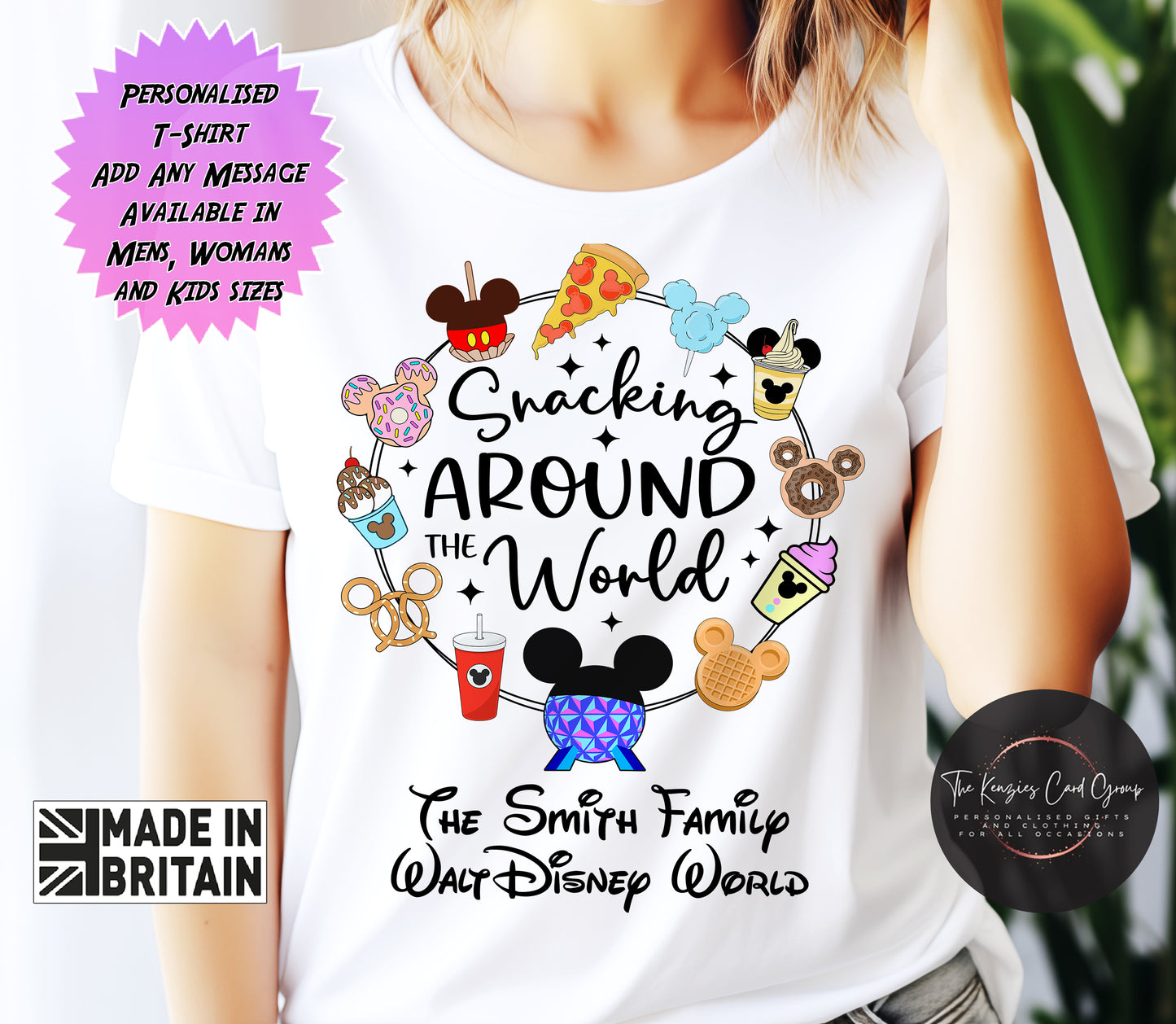 Personalised Disney World Epcot Snacking Around The World Matching Family T Shirt V2
