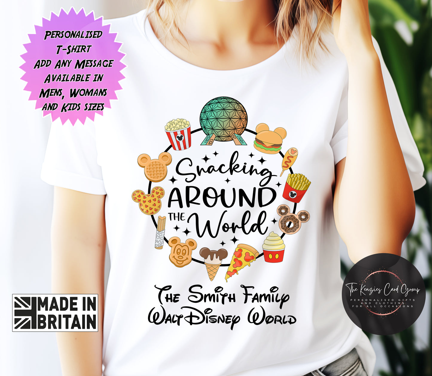 Personalised Disney World Epcot Snacking Around The World Matching Family T Shirt