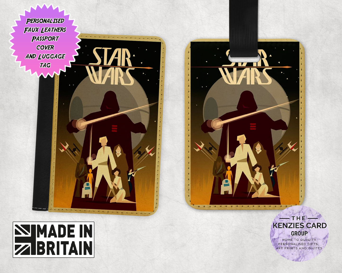 Personalised Dinsey Star Wars - Matching Passport Cover and Luggage Tag Sets
