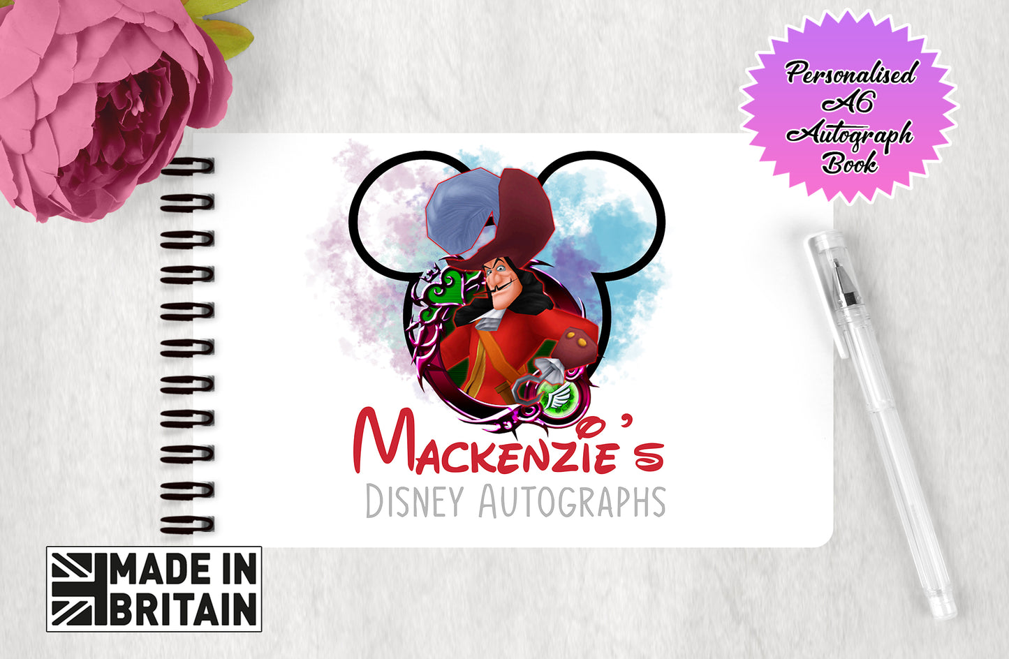 Personalised Disneys Peter Pan Autograph Book - Captain Hook Editon V2