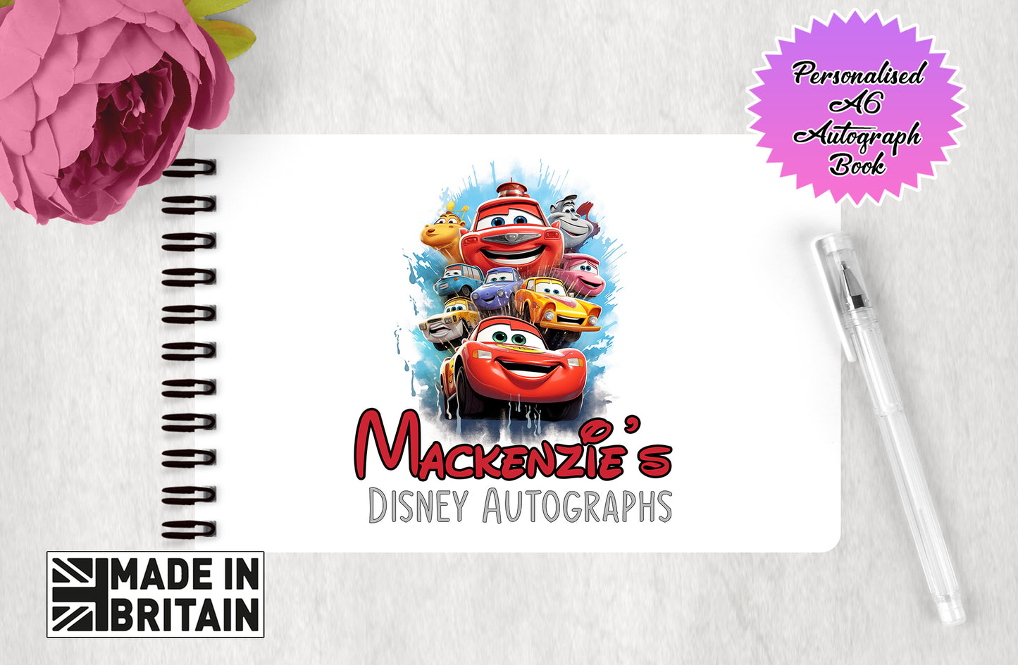 Personalised Disney Pixar Cars Autograph Book - Lightning Head Edition
