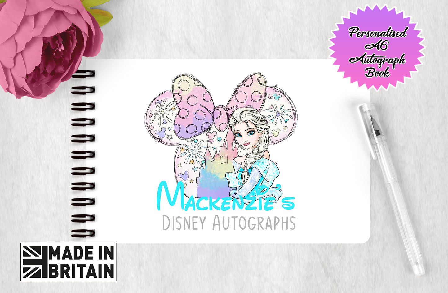 Personalised Disney Frozen Autograph Book - Elsa Edition V4