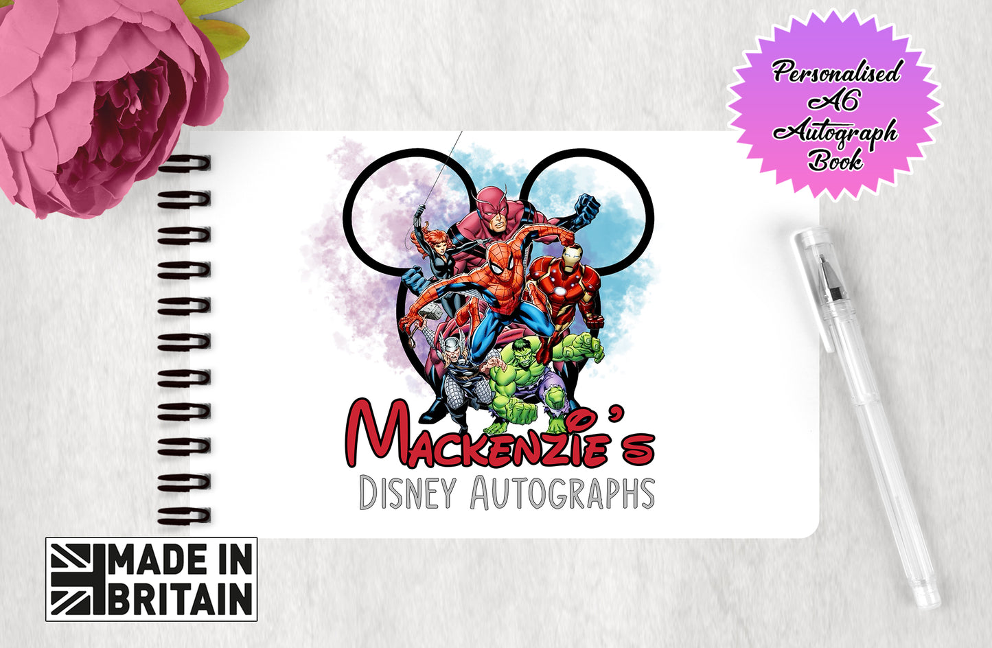 Personalised Disney Marvel Autograph Book - Marvel Avengers Edition V5