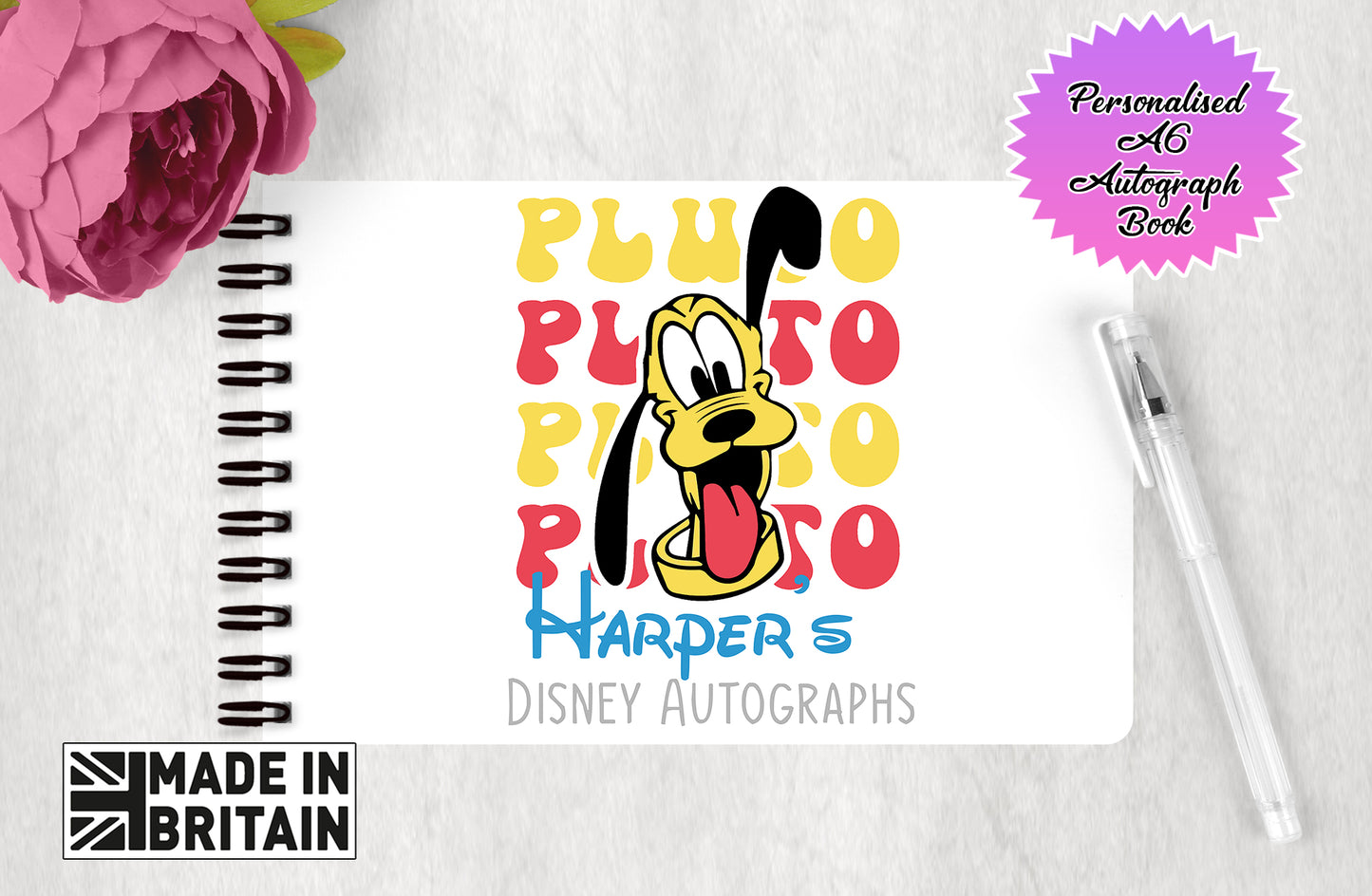 Personalised Disney Dogs Autograph Book - Pluto Editon V3