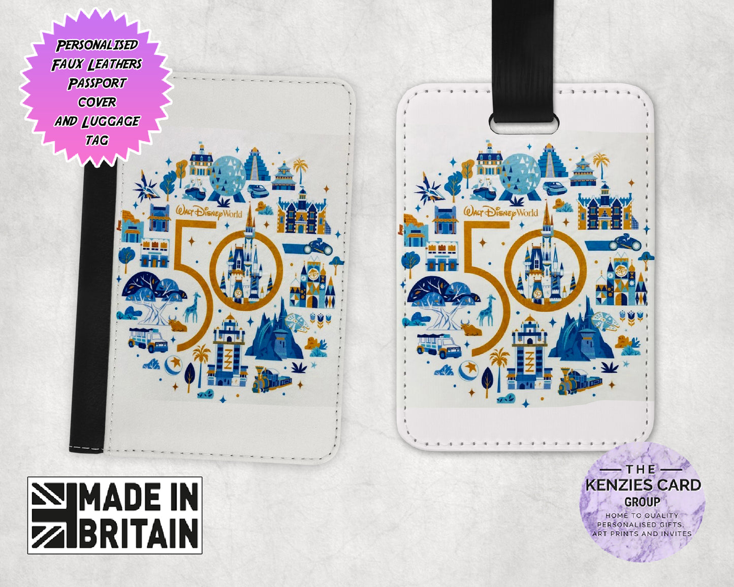 Personalised Disney World 50th Anniversary Edition Passport and Luggage Tag Set
