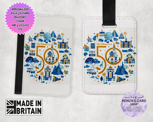 Personalised Disney World 50th Anniversary Edition Passport and Luggage Tag Set