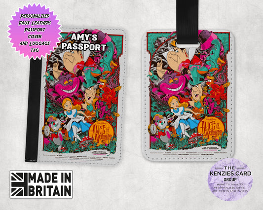 Personalised Disneys Alice In Wonderland Edition Passport and Luggage Tag Set