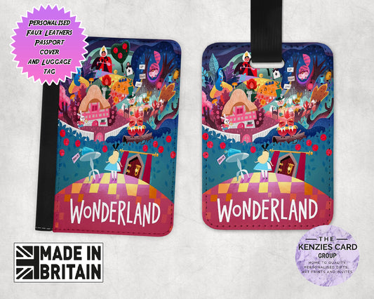 Personalised Disneys Alice In Wonderland Edition Passport and Luggage Tag Set