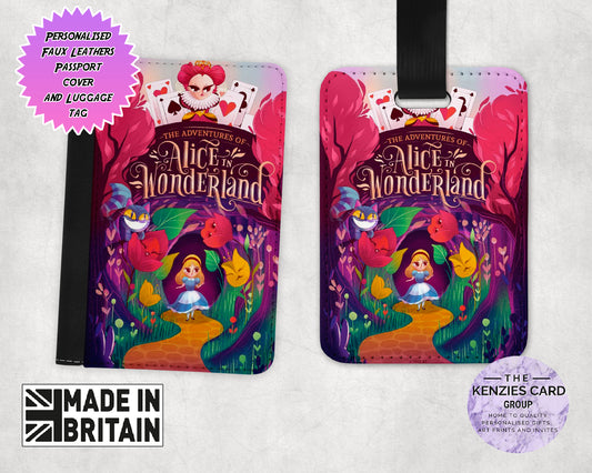 Personalised Disneys Alice In Wonderland Edition Passport and Luggage Tag Set
