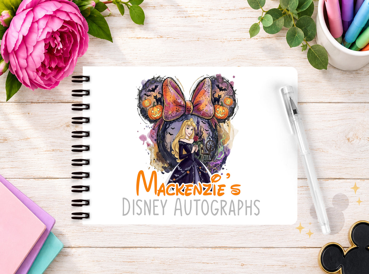 Personalised Disney Autograph Book -  Disney Princess Halloween Edition - Sleeping Beauty
