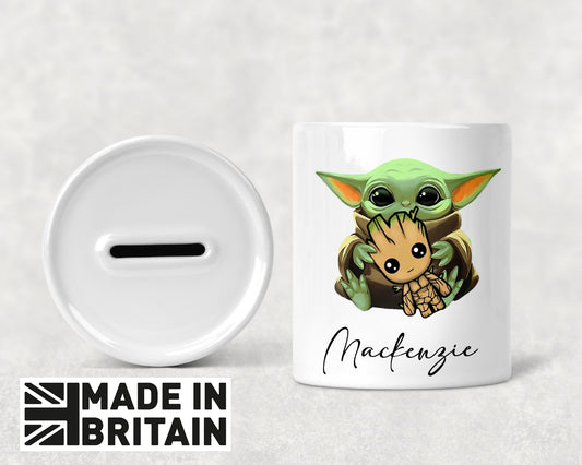 Personalised Baby Yoda Grogu Ceramic Money Box - Piggy Bank