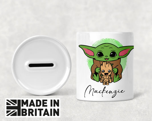 Personalised Baby Yoda Grogu Ceramic Money Box - Piggy Bank