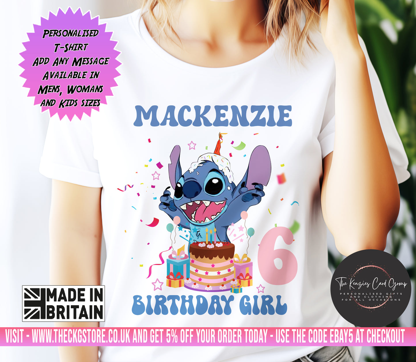 Personalised Disney Lilo and Stitch - Birthday T Shirt - Birthday Era Single Side T Shirt