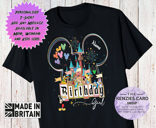 Personalised Disneyland Paris Disney World  Birthday Girl Celebration T Shirt
