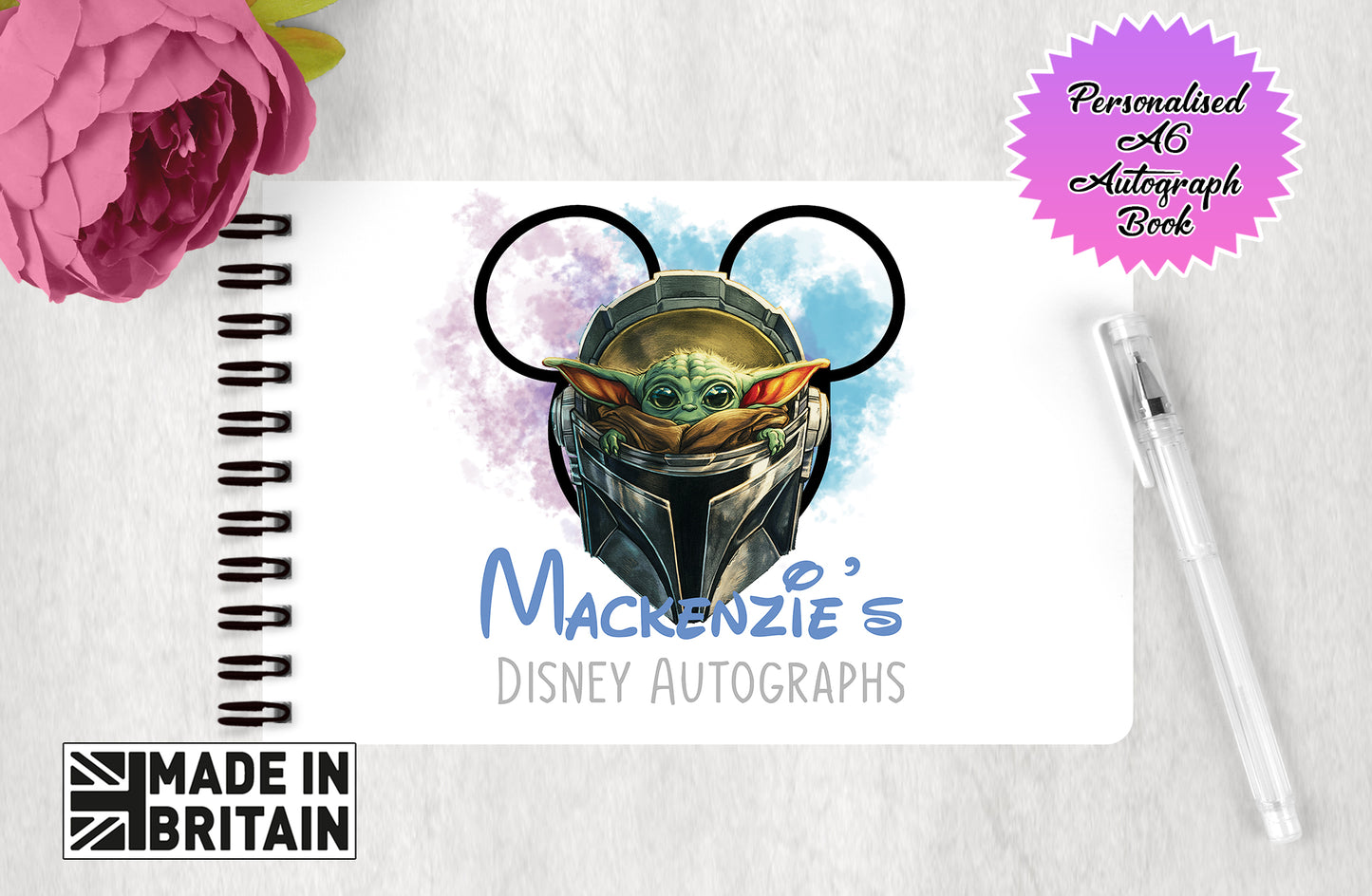 Personalised Disney Star Wars Autograph Book - Baby Yoda Grogu Edition V2