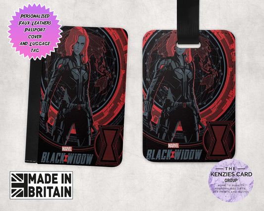 Personalised Dinsey Marvel Black Widow  Passport Cover and Luggage Tag Sets