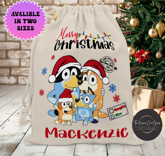 Personalised Disney Christmas Stock Gift Sack - Bluey Christmas Editon