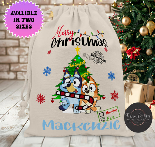 Personalised Disney Christmas Stock Gift Sack - Bluey Christmas Editon