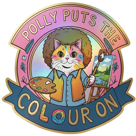 Polly Puts The Colour On UV DTF Decal - Bob Ross Gold Effect Edtion