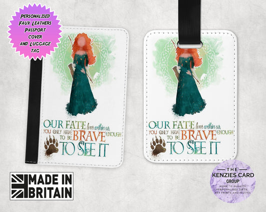 Personalised Disney's Merida Brave dition Passport and Luggage Tag Set