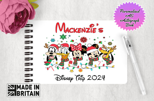 Personalised Disney Autograph Book - Christmas Disney Character Edition