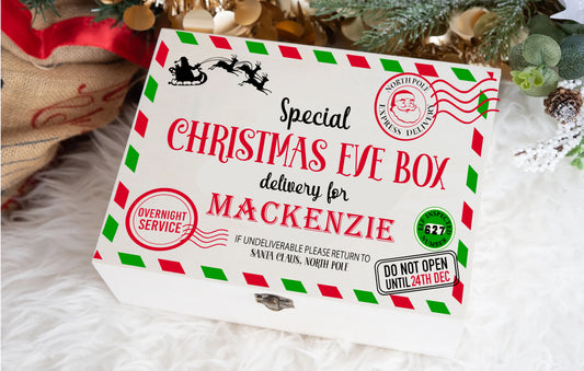 Personalised Christmas Eve Box - Wooden Christmas Eve Box - Classic Christmas Eve Box Edition