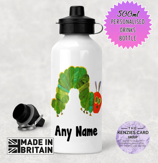 Personalised Very Hungry Caterpillar 500 White Metal Water Bottle