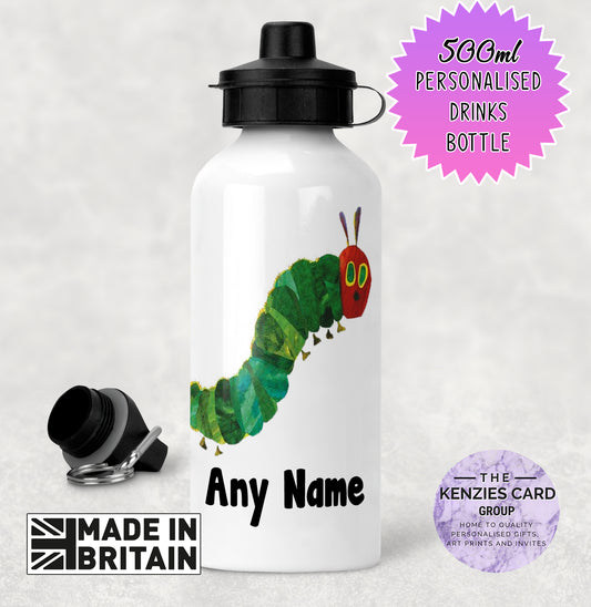 Personalised Very Hungry Caterpillar 500 White Metal Water Bottle